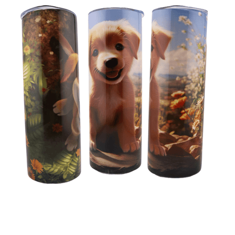 Alpha Custom Printing Puppy Sitting on Rock 20oz tumbler with straw - Simply Everyday Products