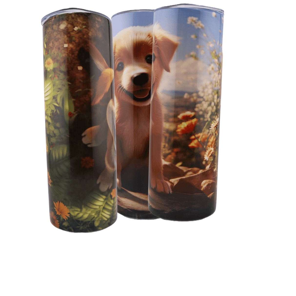 Alpha Custom Printing Puppy Sitting on Rock 20oz tumbler with straw - Simply Everyday Products