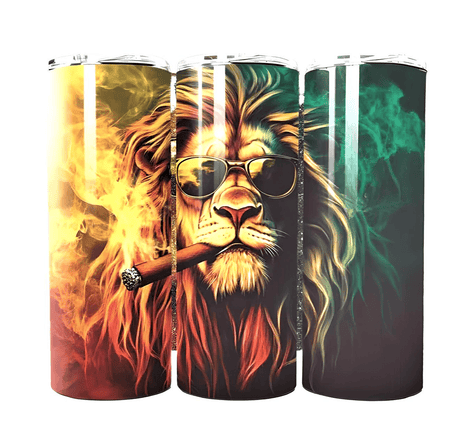 Alpha Custom Printing Rasta Lion 20oz tumbler with straw - Simply Everyday Products
