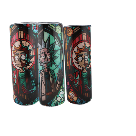 Alpha Custom Printing Rick And Morty Stained Glass 20oz tumbler with straw - Simply Everyday Products