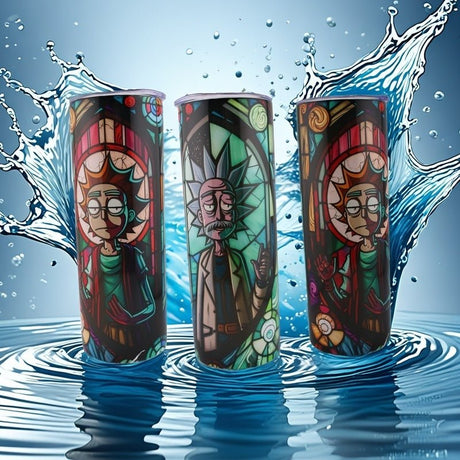 Alpha Custom Printing Rick And Morty Stained Glass 20oz tumbler with straw - Simply Everyday Products