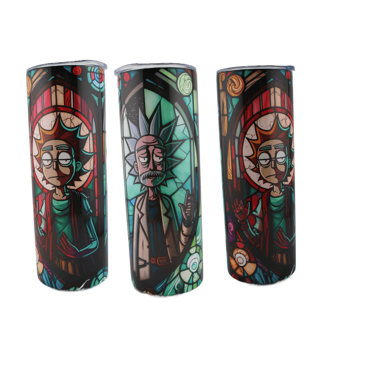 Alpha Custom Printing Rick And Morty Stained Glass 20oz tumbler with straw - Simply Everyday Products