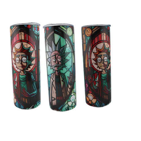 Alpha Custom Printing Rick And Morty Stained Glass 20oz tumbler with straw - Simply Everyday Products