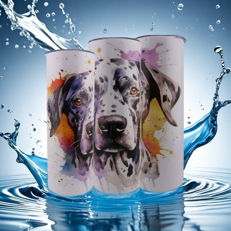 Alpha Custom Printing Splatter Dalmation 20oz tumbler with straw - Simply Everyday Products