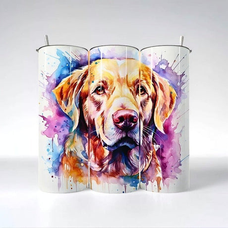 Alpha Custom Printing Splatter Yellow Lab 20oz tumbler with straw - Simply Everyday Products
