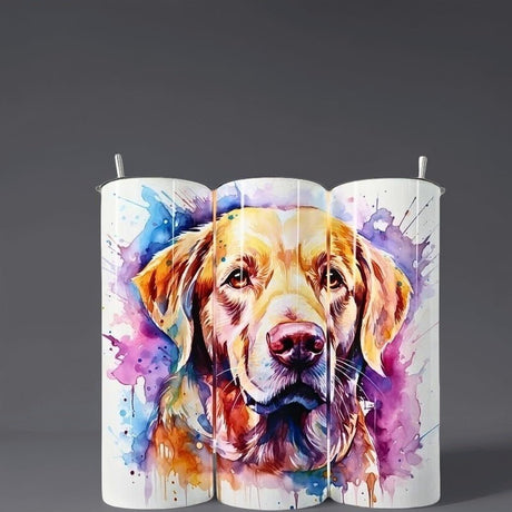 Alpha Custom Printing Splatter Yellow Lab 20oz tumbler with straw - Simply Everyday Products