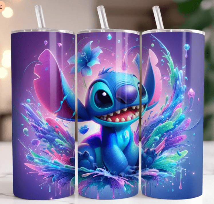 Alpha Custom Printing Stitch Splash 20oz tumbler with straw - Simply Everyday Products