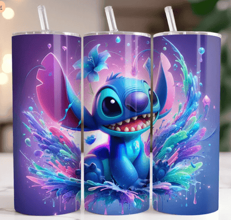 Alpha Custom Printing Stitch Splash 20oz tumbler with straw - Simply Everyday Products