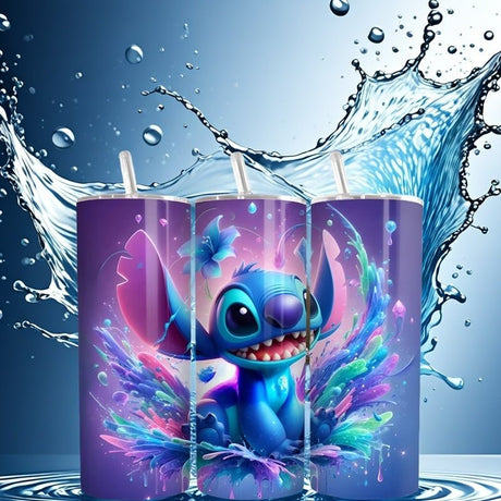 Alpha Custom Printing Stitch Splash 20oz tumbler with straw - Simply Everyday Products