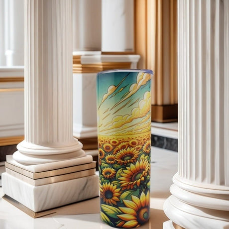 Alpha Custom Printing Sunflower Fields 20oz tumbler with straw - Simply Everyday Products