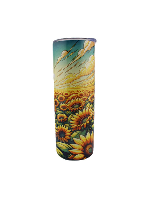 Alpha Custom Printing Sunflower Fields 20oz tumbler with straw - Simply Everyday Products