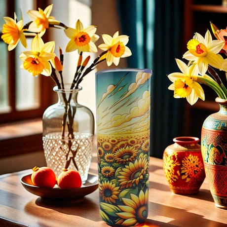 Alpha Custom Printing Sunflower Fields 20oz tumbler with straw - Simply Everyday Products