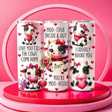 Alpha Custom Printing Valentine Cow Love 20oz tumbler with straw - Simply Everyday Products