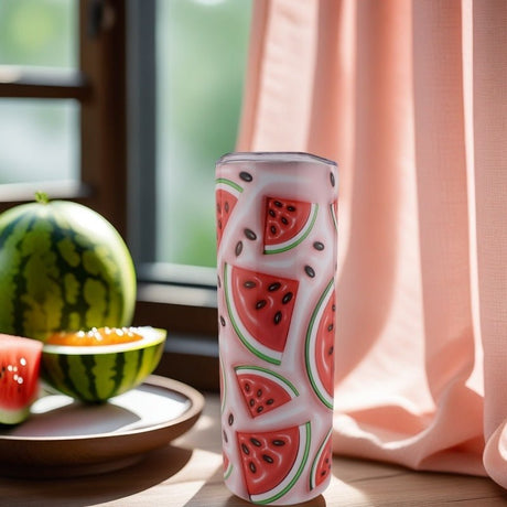 Alpha Custom Printing Watermelons 3D 20oz tumbler with straw - Simply Everyday Products