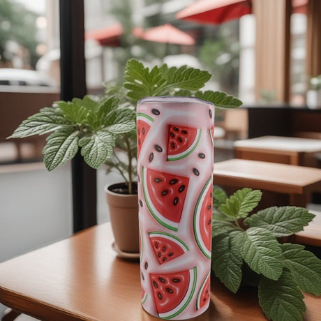 Alpha Custom Printing Watermelons 3D 20oz tumbler with straw - Simply Everyday Products