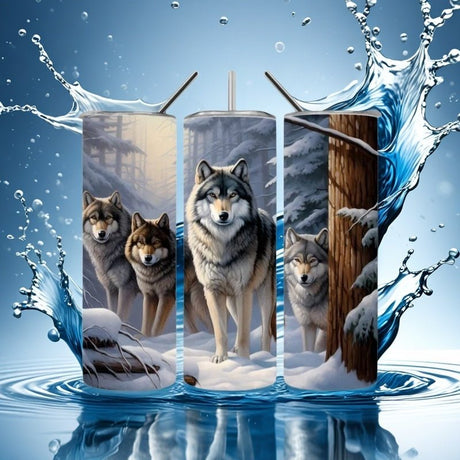 Alpha Custom Printing Wolf Pack 20oz tumbler with straw - Simply Everyday Products