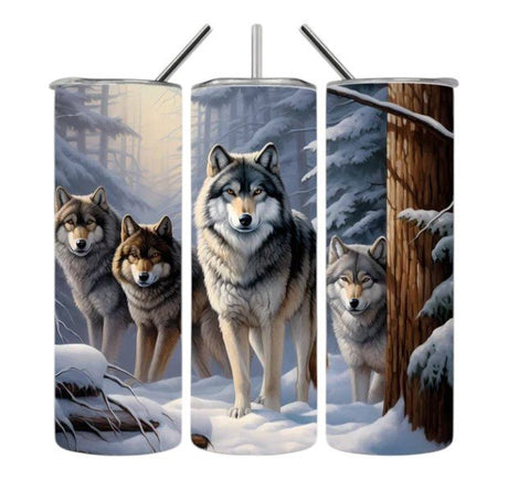 Alpha Custom Printing Wolf Pack 20oz tumbler with straw - Simply Everyday Products