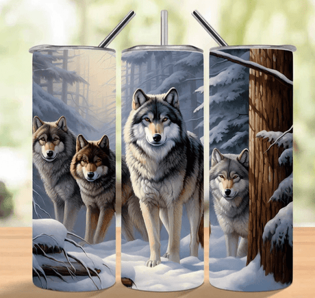 Alpha Custom Printing Wolf Pack 20oz tumbler with straw - Simply Everyday Products