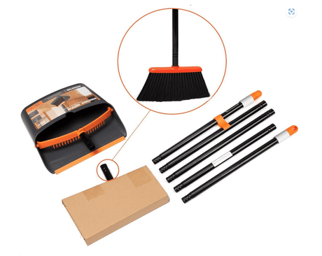 🧹✨ Broom and Dust Pan Set Effortless Clean. Neat and Tidy. ( Orange) - Simply Everyday Products