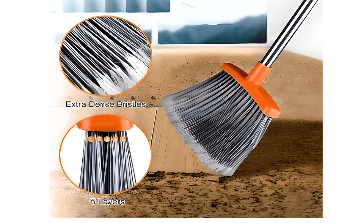🧹✨ Broom and Dust Pan Set Effortless Clean. Neat and Tidy. ( Orange) - Simply Everyday Products
