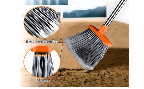 🧹✨ Broom and Dust Pan Set Effortless Clean. Neat and Tidy. ( Orange) - Simply Everyday Products