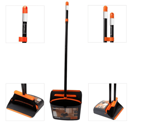 🧹✨ Broom and Dust Pan Set Effortless Clean. Neat and Tidy. ( Orange) - Simply Everyday Products