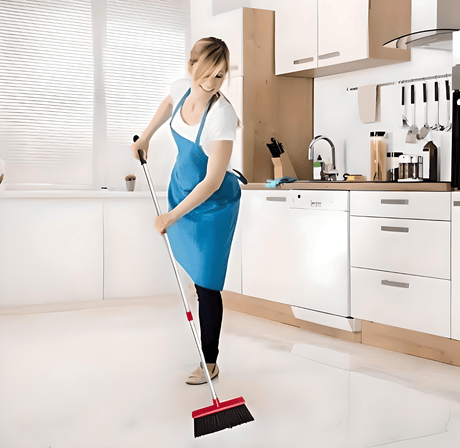 🧹✨ Broom and Dust Pan Set Effortless Clean. Neat and Tidy. ( Orange) - Simply Everyday Products