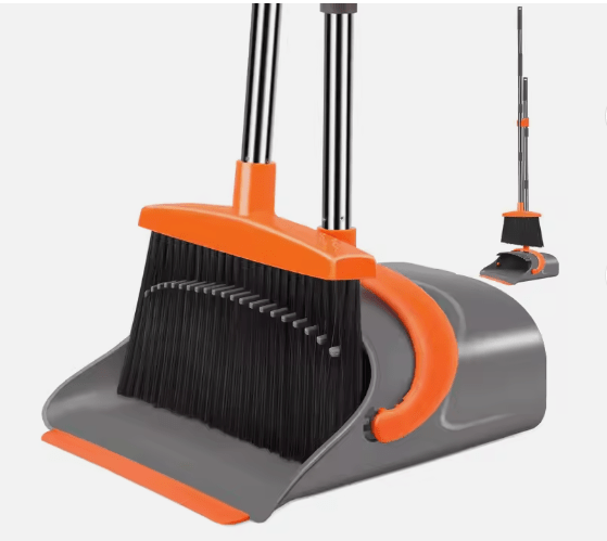 🧹✨ Broom and Dust Pan Set Effortless Clean. Neat and Tidy. ( Orange) - Simply Everyday Products
