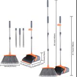 🧹✨ Broom and Dust Pan Set Effortless Clean. Neat and Tidy. ( Orange) - Simply Everyday Products