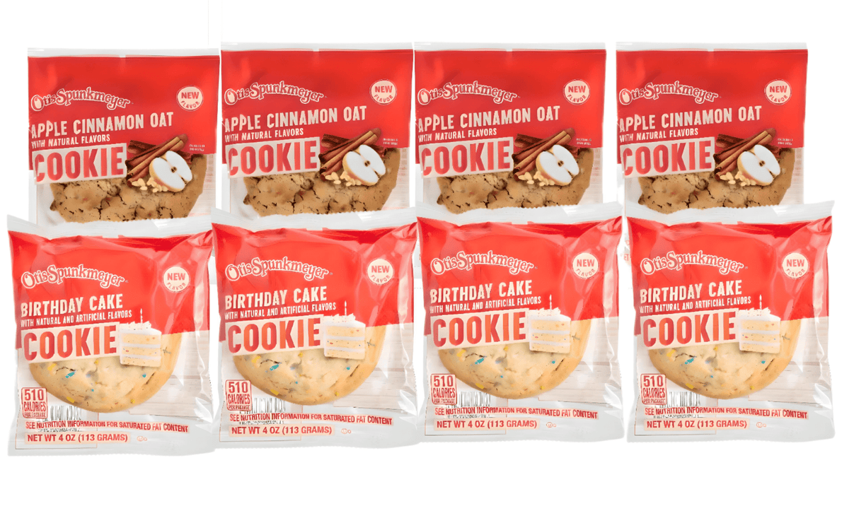 Otis Cookies Variety 8 - Pack - 4 Birthday Cake & 4 Apple Cinnamon Oats - Gourmet Cookie Assortment - Simply Everyday Products