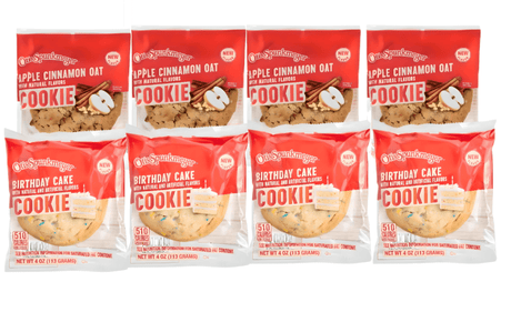 Otis Cookies Variety 8 - Pack - 4 Birthday Cake & 4 Apple Cinnamon Oats - Gourmet Cookie Assortment - Simply Everyday Products