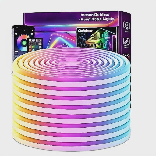Simply Everyday Products 32.5Ft Neon Rope Lights - Flexible LED Rope Lights with App & Remote Control, Multiple Modes RGB Outdoor Neon Lights, IP65 Waterproof,