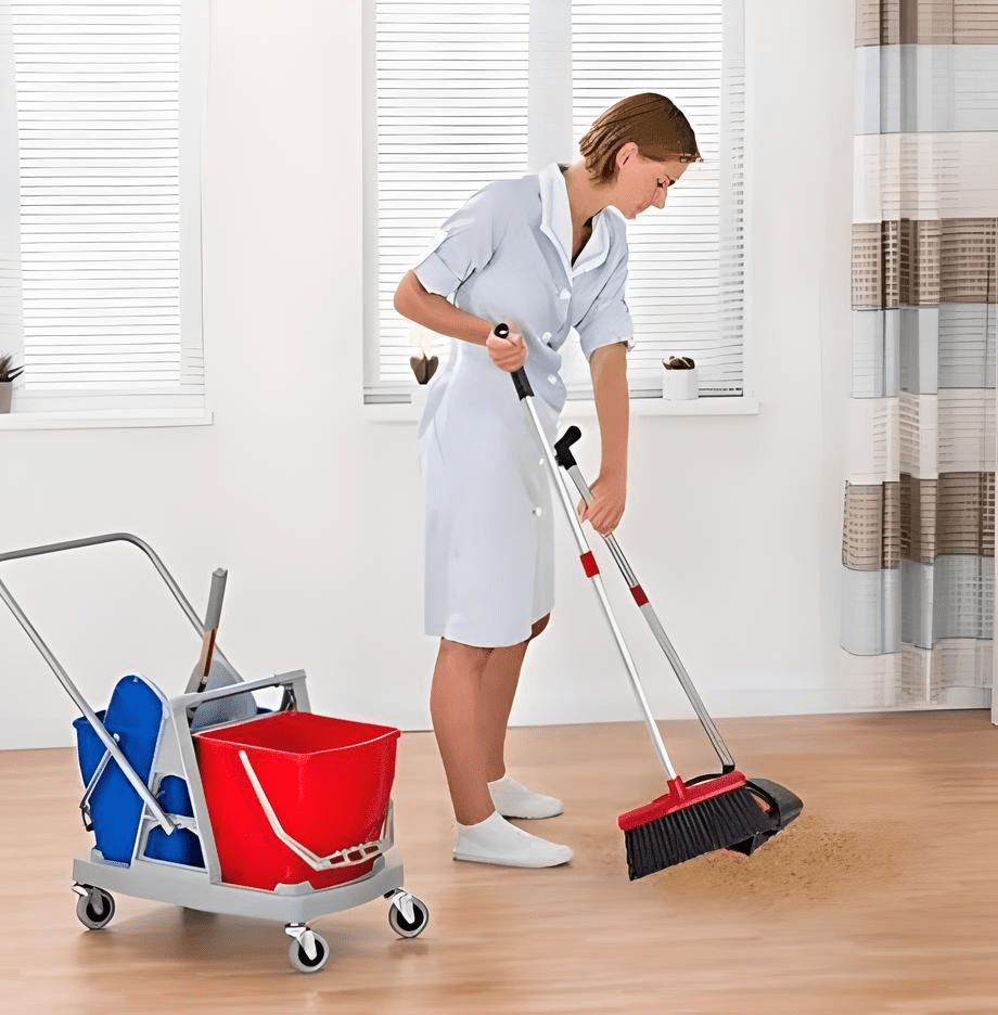 Title: Broom and Dustpan Set Red and Black – Upright Standing Broom with Long Handle & Clip - On Dust Pan – Indoor/Outdoor Cleaning Tool for Home, Office, Kitchen, and Floor Sweeping - Simply Everyday Products