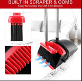 Title: Broom and Dustpan Set Red and Black – Upright Standing Broom with Long Handle & Clip - On Dust Pan – Indoor/Outdoor Cleaning Tool for Home, Office, Kitchen, and Floor Sweeping - Simply Everyday Products