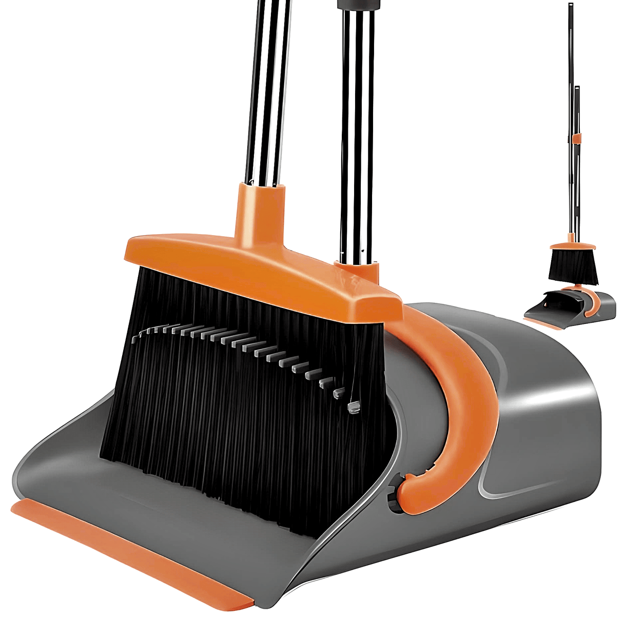 Title: Broom and Dustpan Set Red and Black – Upright Standing Broom with Long Handle & Clip - On Dust Pan – Indoor/Outdoor Cleaning Tool for Home, Office, Kitchen, and Floor Sweeping - Simply Everyday Products